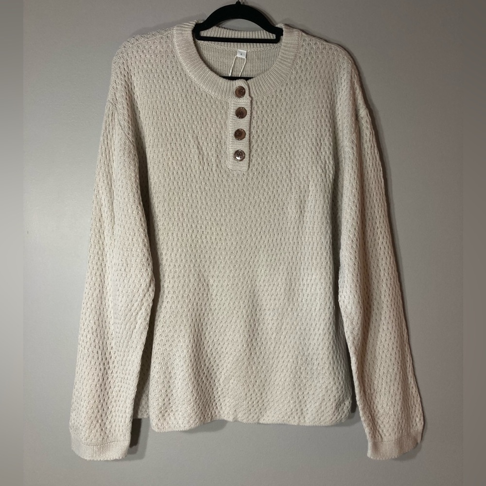 SOLD 🩵Sweater Pants Set Coord Ladies L Beige Cozy Warm Loungewear Crewneck Top - Picture 2 of 10